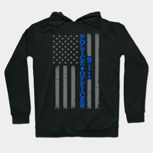 Police Officer Thin Blue Line Flag Hoodie